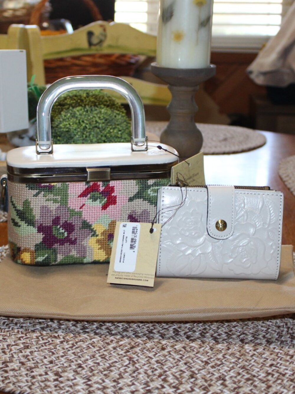 NWT Patricia Nash Mortola Top Handle needle point purse and wallet set GORGEOUS!